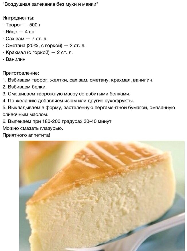 Рецепты Без Муки И Манки