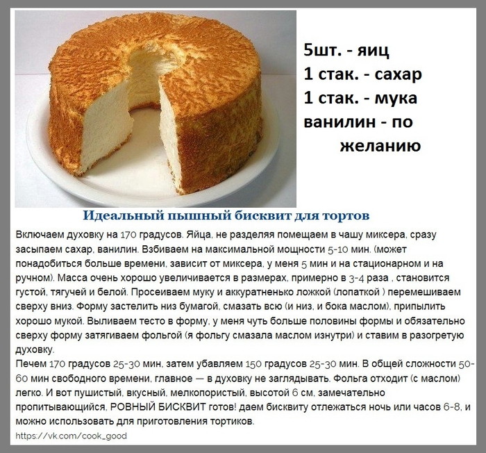 Рецепт Бисквита Для Торта В Домашних