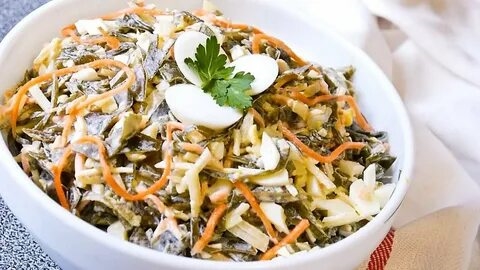 Рецепт Салата Из Морской Капусты С Яйцом